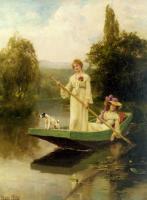 Henry John Yeend King - Two Ladies Punting On The River